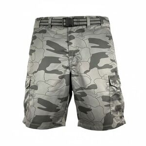 DENALI Mens 36 Gray Jigsaw Camo Cargo Shorts Belted Performance Stretch